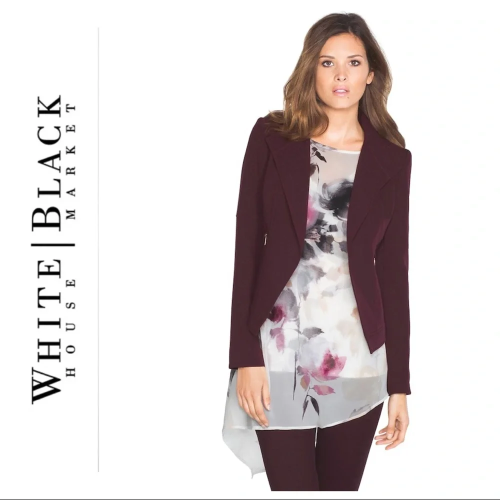 WHBM Burgundy Stitched Shoulder Blazer